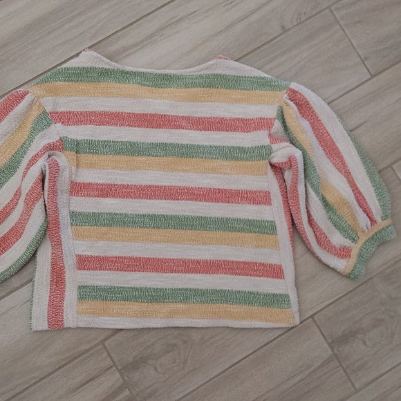 Current Air Anthropologie Multi-color Stripe Textured Knit Cropped Top. … - Picture 3 of 3
